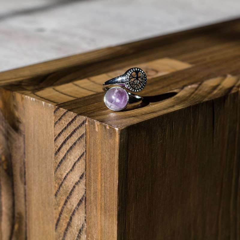 Tree of Life Adjustable Ring - Amethyst