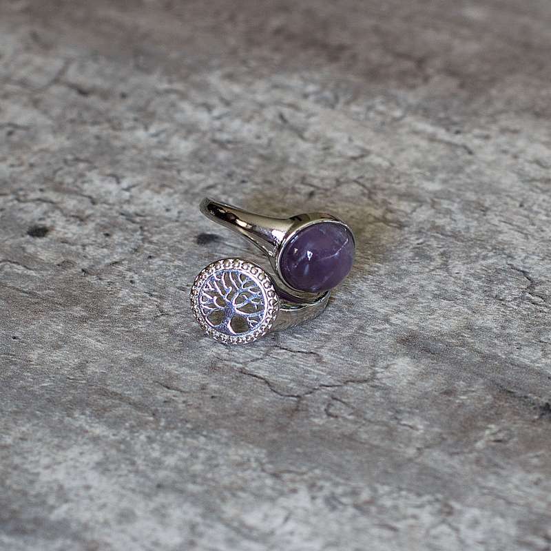 Tree of Life Adjustable Ring - Amethyst
