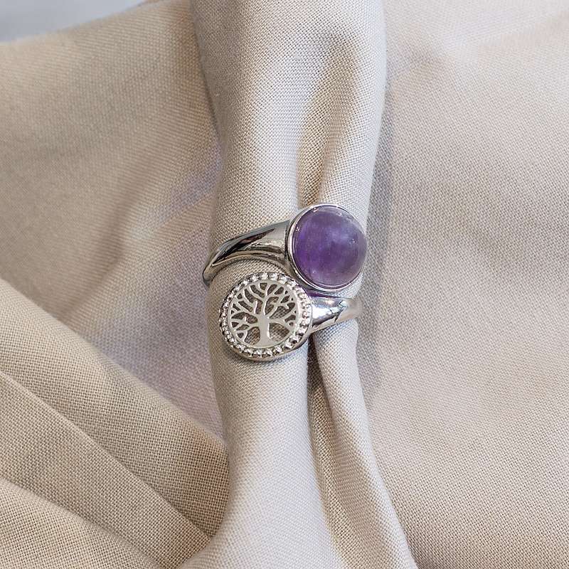Tree of Life Adjustable Ring - Amethyst