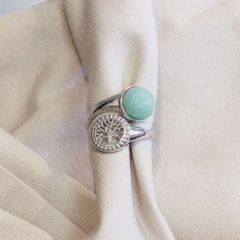 Tree of Life Adjustable Ring - Aventurine