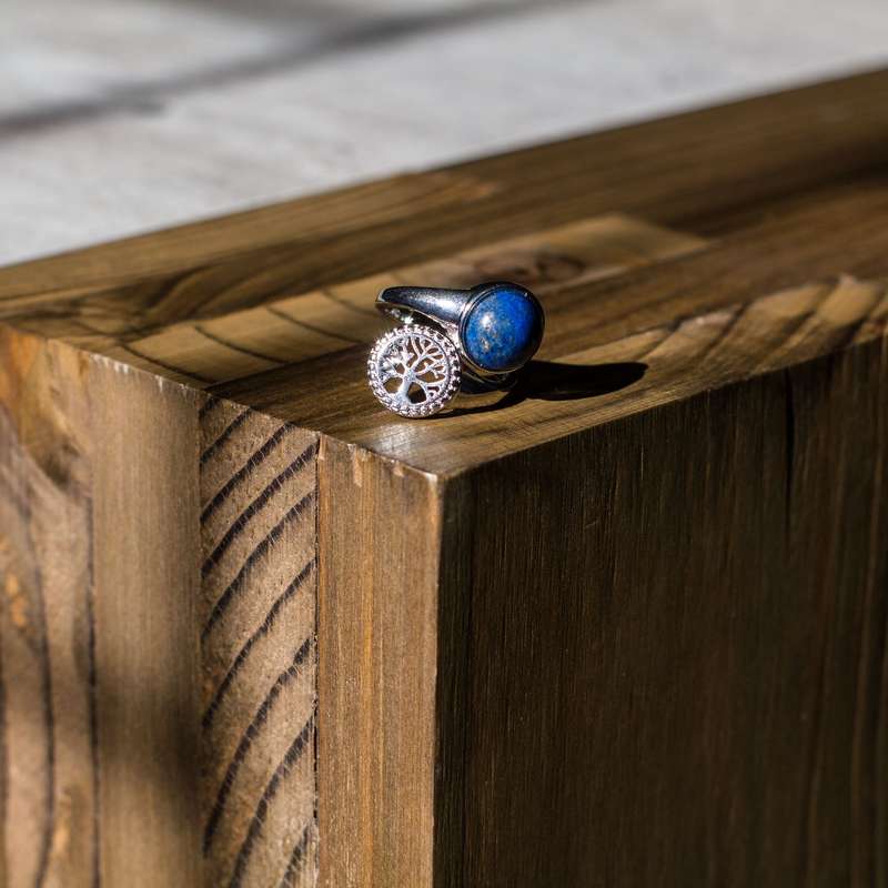 Tree of Life Adjustable Ring - Lapis Lazuli