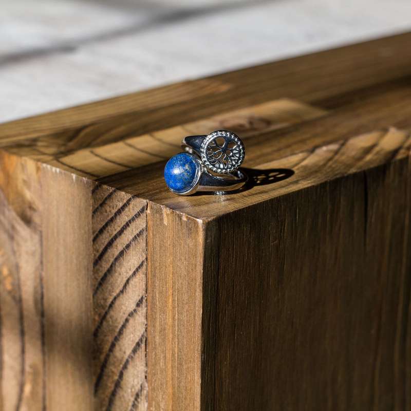 Tree of Life Adjustable Ring - Lapis Lazuli