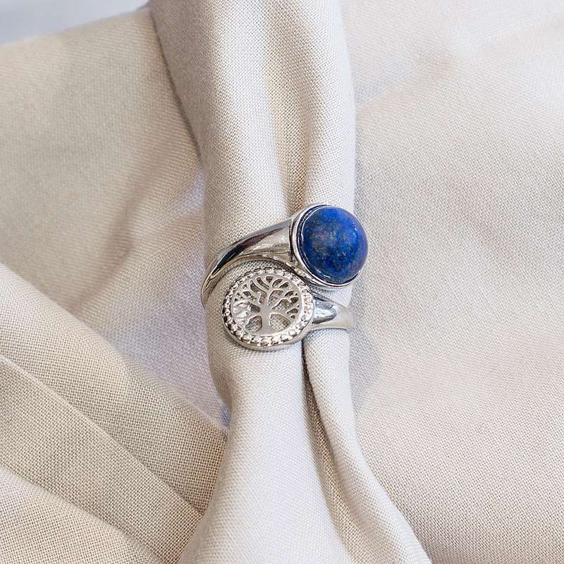 Tree of Life Adjustable Ring - Lapis Lazuli
