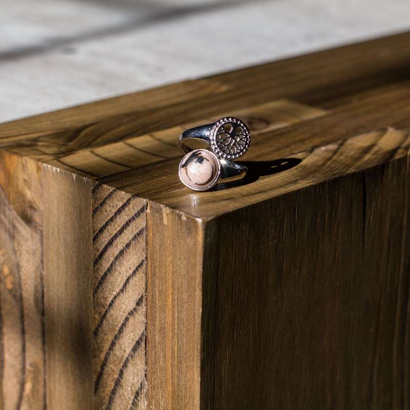 Tree of Life Adjustable Ring - Rhodonite