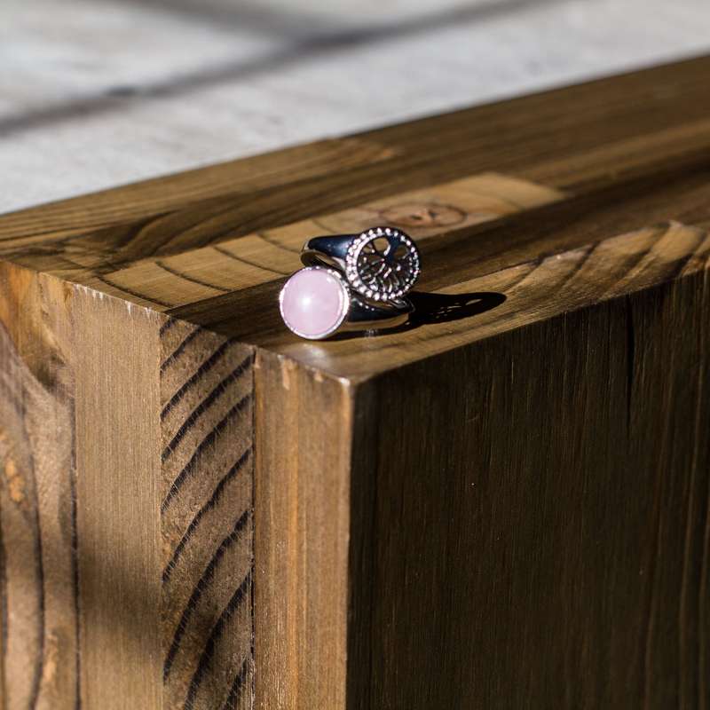 Tree of Life Adjustable Ring - Rose Quartz