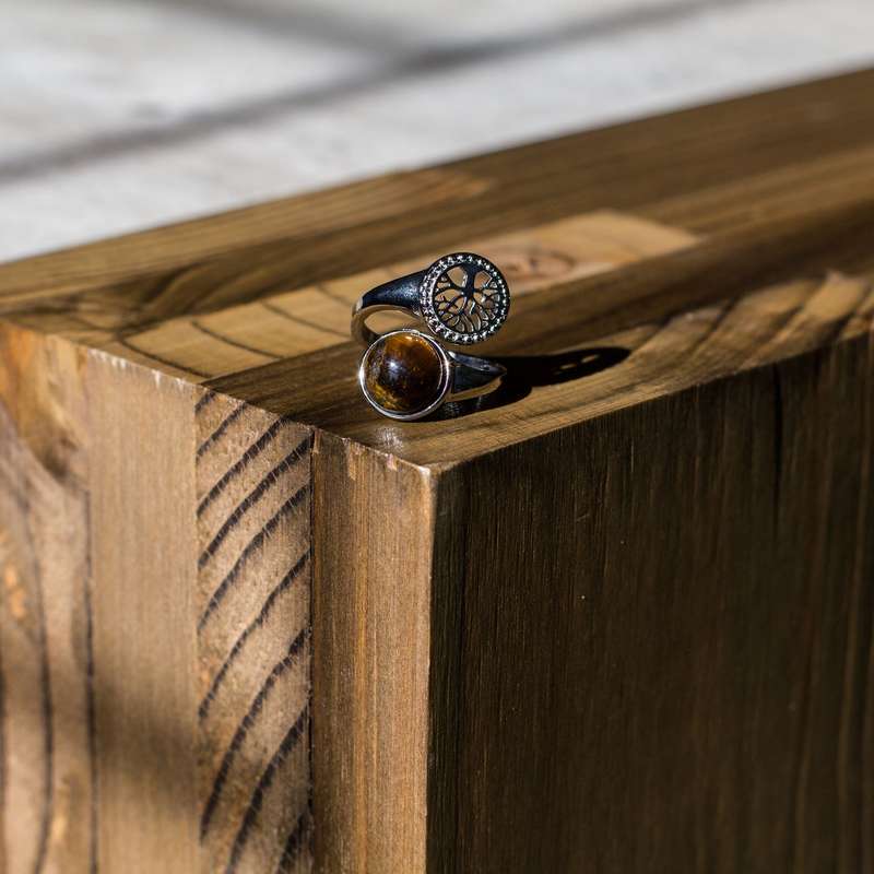 Tree of Life Adjustable Ring - Tigers Eye