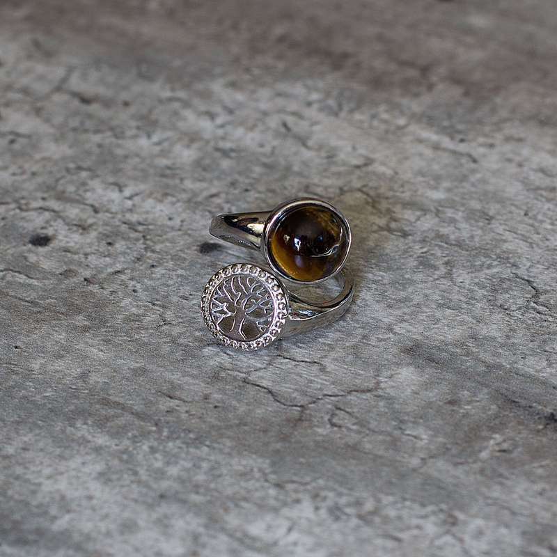 Tree of Life Adjustable Ring - Tigers Eye