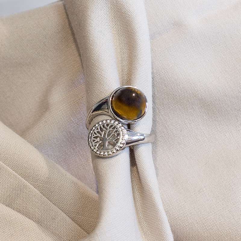 Tree of Life Adjustable Ring - Tigers Eye