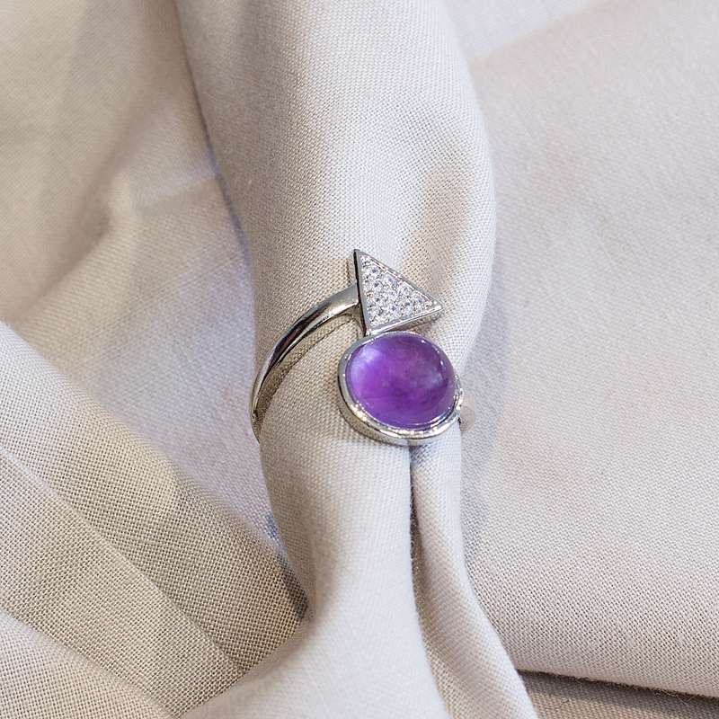 Triangle Adjustable Ring - Amethyst