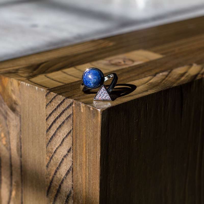 Triangle Adjustable Ring - Lapis Lazuli
