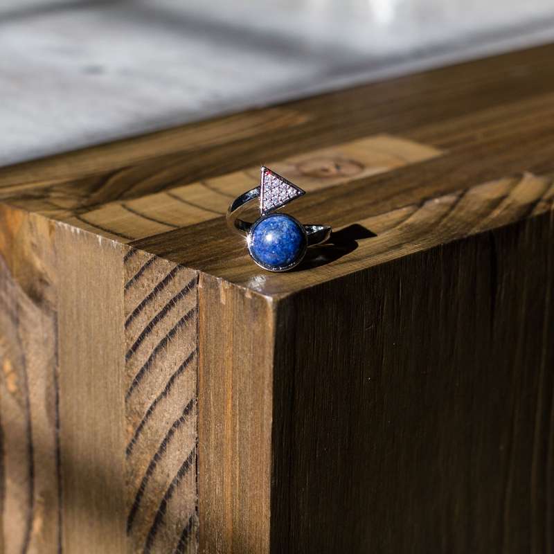 Triangle Adjustable Ring - Lapis Lazuli