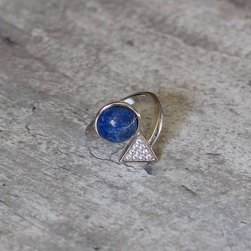 Triangle Adjustable Ring - Lapis Lazuli