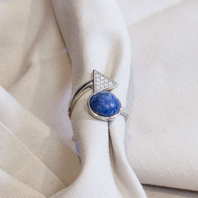 Triangle Adjustable Ring - Lapis Lazuli