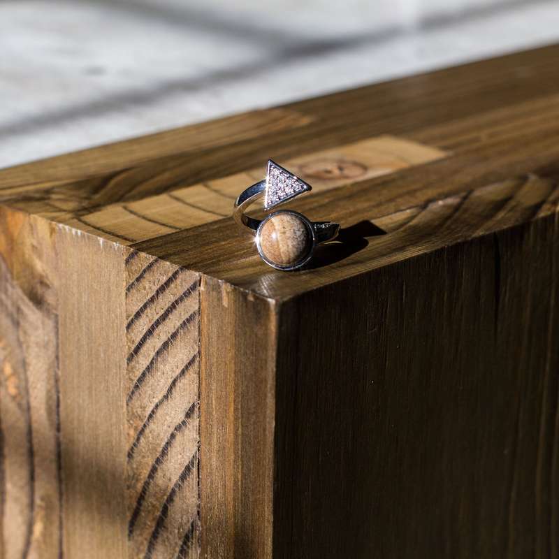 Triangle Adjustable Ring - Picture Stone