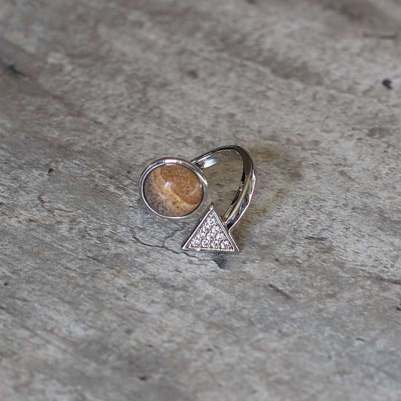 Triangle Adjustable Ring - Picture Stone
