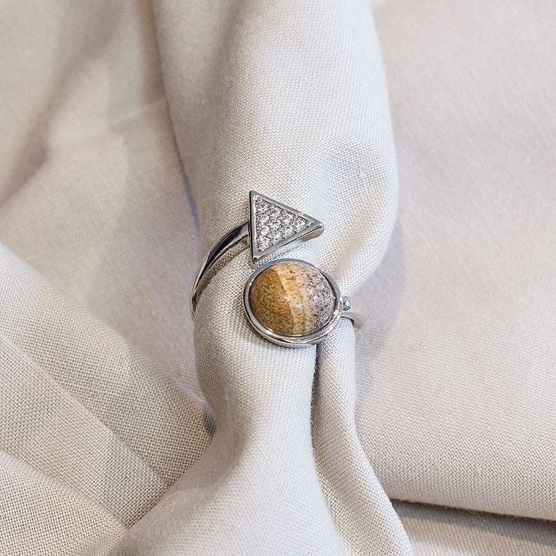 Triangle Adjustable Ring - Picture Stone