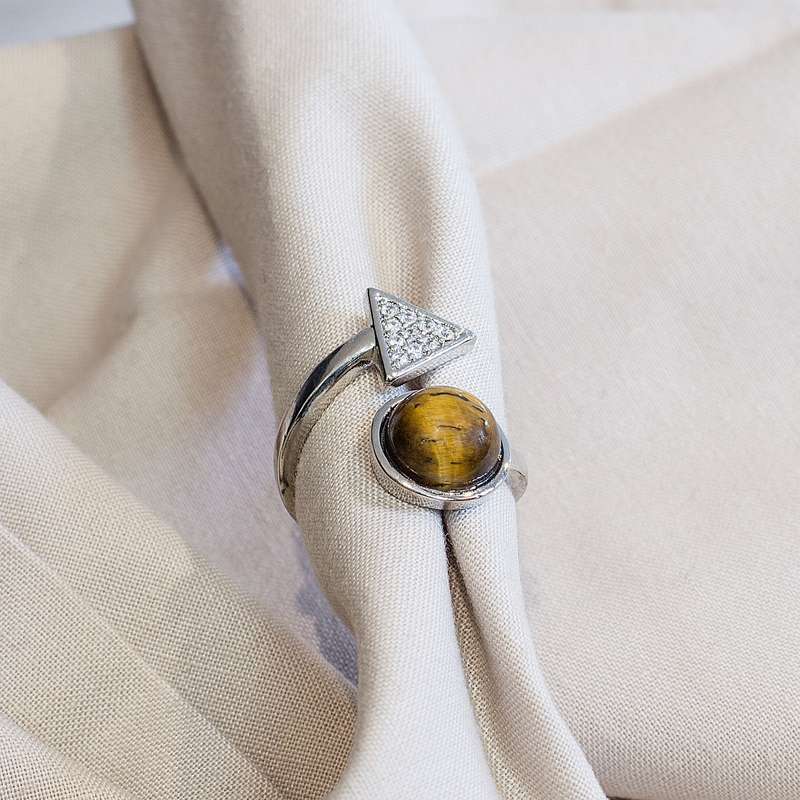 Triangle Adjustable Ring - Tigers Eye