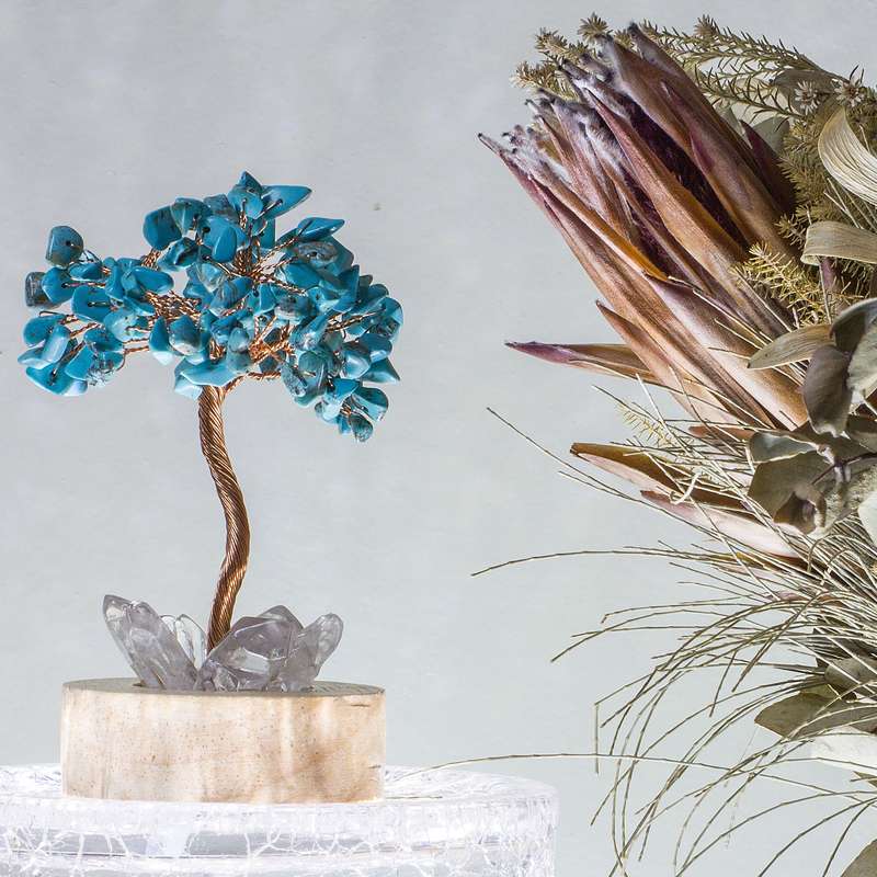 Crystal gemstone tree of life - Night light  - Turquoise