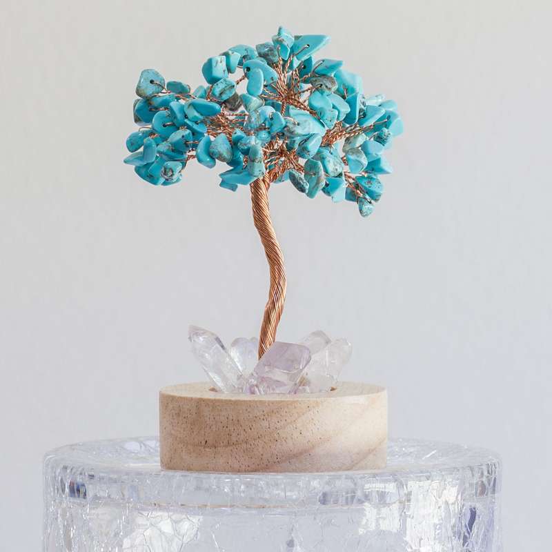 Crystal gemstone tree of life - Night light  - Turquoise