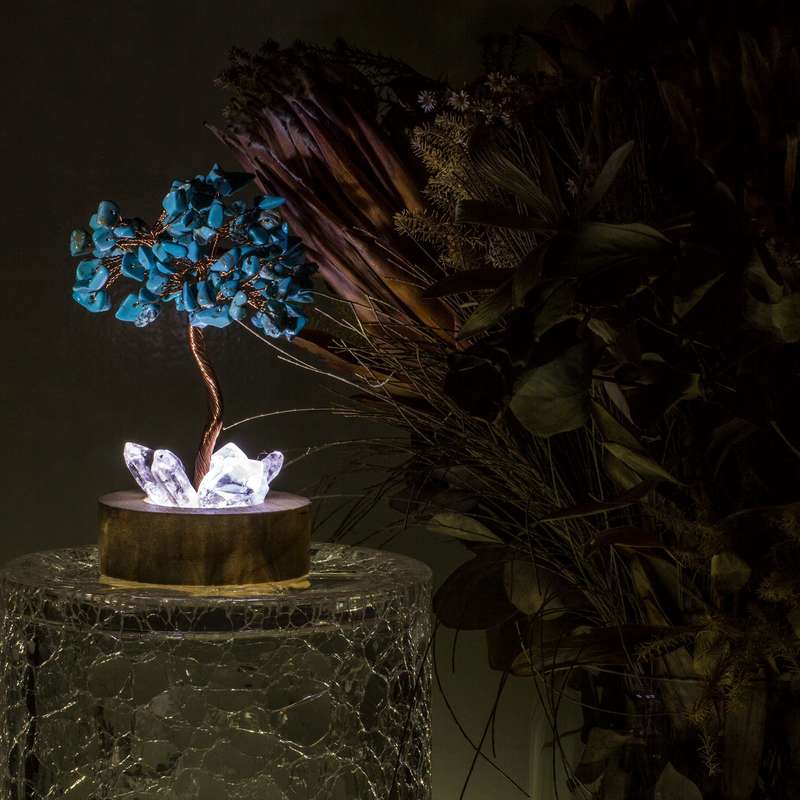 Crystal gemstone tree of life - Night light  - Turquoise