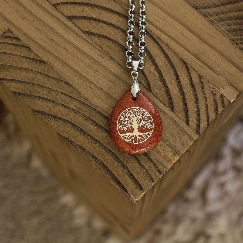 Water Drop Necklace - Red Jasper
