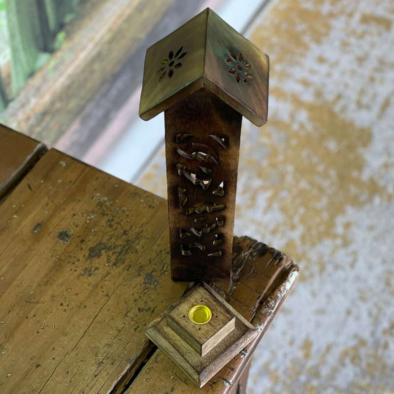 Wooden Tower Incense Holder