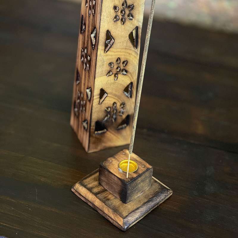 Wooden Flower Tower Incense Holder