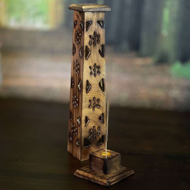 Wooden Flower Tower Incense Holder