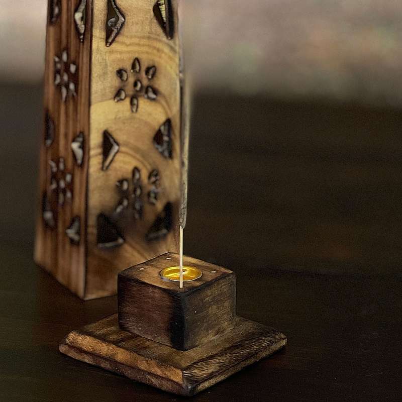 Wooden Flower Tower Incense Holder