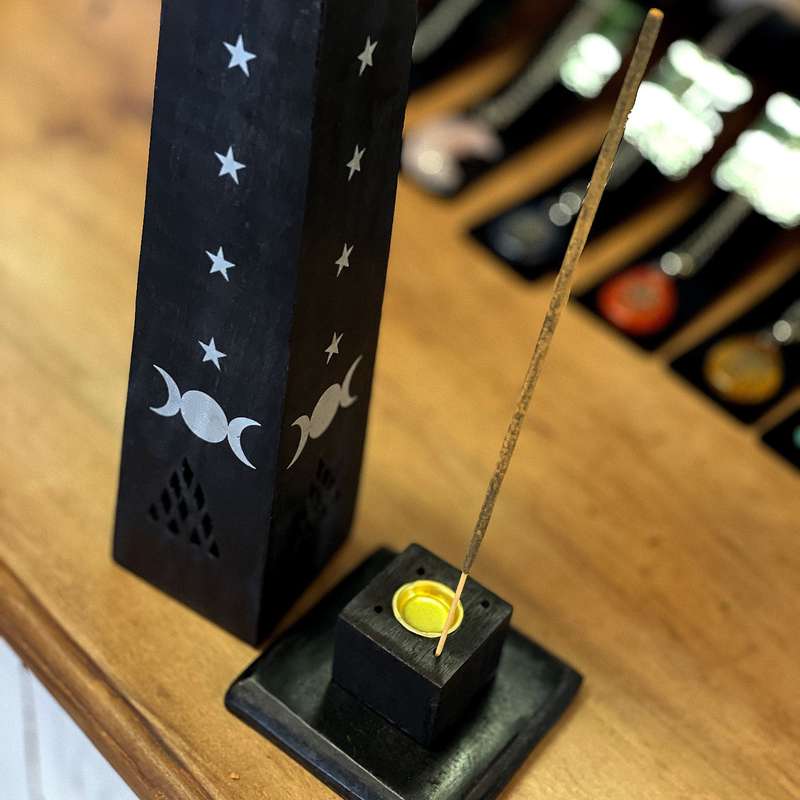 Wooden Incense Holder (Black) Moon