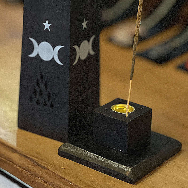 Wooden Incense Holder (Black) Moon