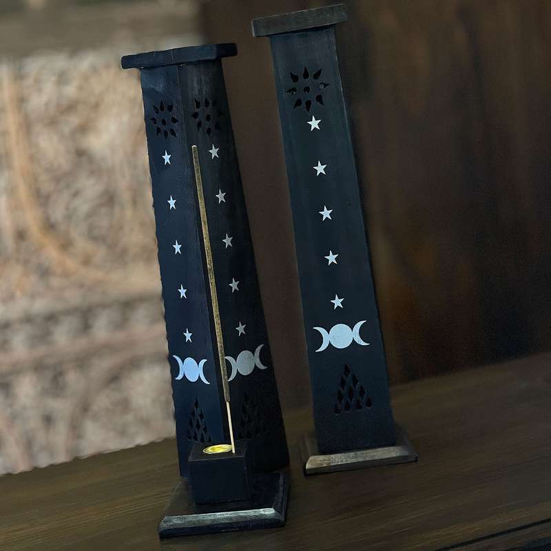 Wooden Incense Holder (Black) Moon