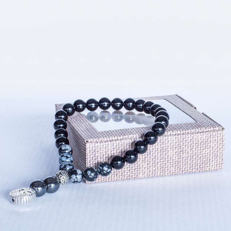 Healing Worry Beads (Snowflake Obsidian)