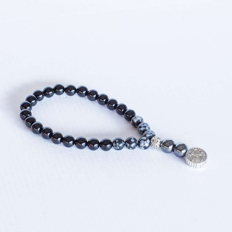 Healing Worry Beads (Snowflake Obsidian)