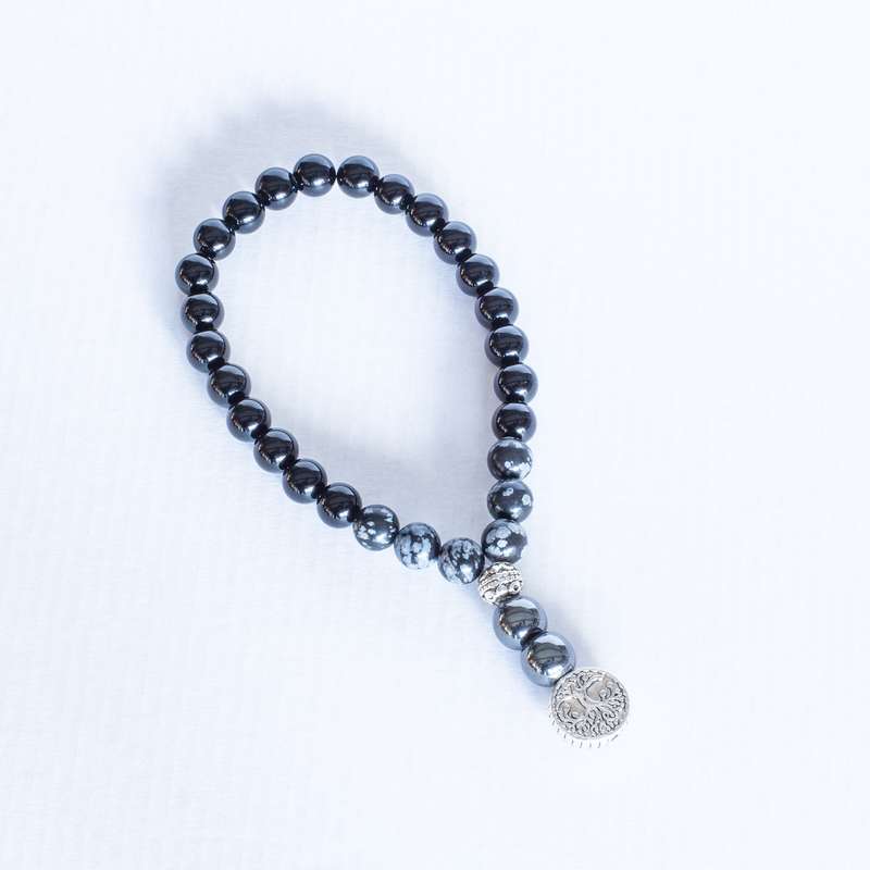 Healing Worry Beads (Snowflake Obsidian)
