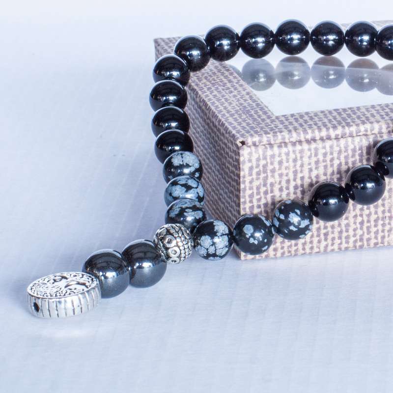 Healing Worry Beads (Snowflake Obsidian)