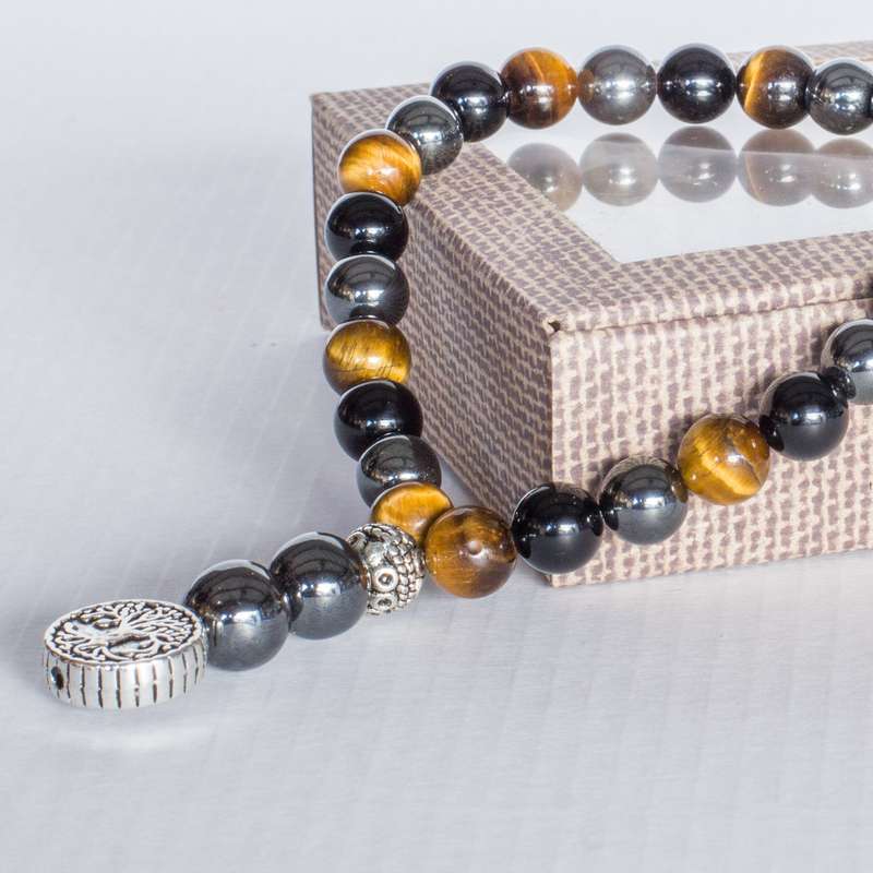 Triple Protection Worry Beads (Tigers eye, Hematite & Obsidian)