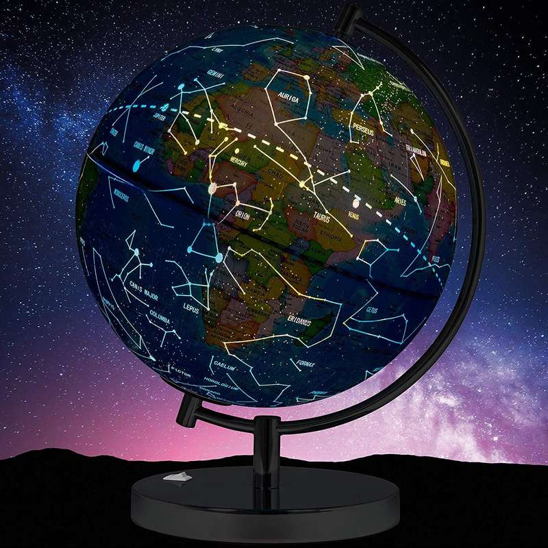 World Globe with Constellations - Interactive & Illuminated