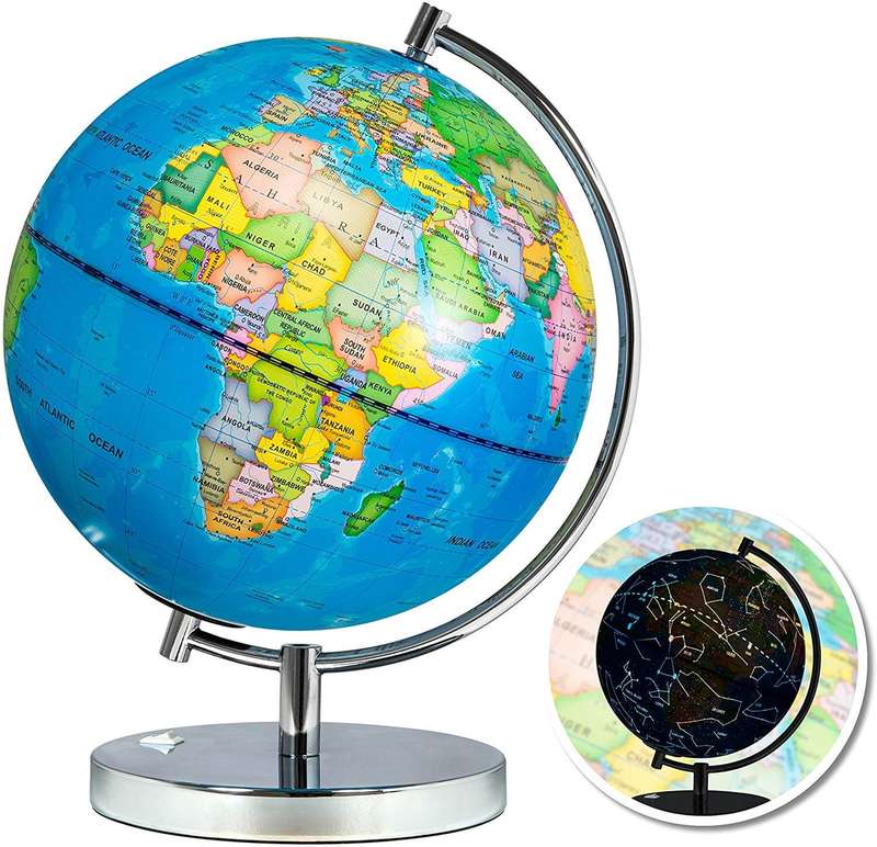 World Globe with Constellations - Interactive & Illuminated