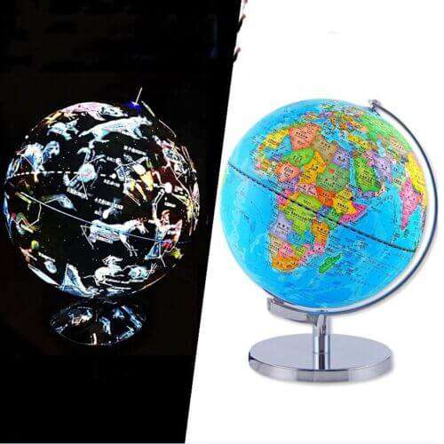World Globe with Constellations - Interactive & Illuminated