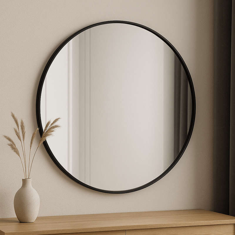 Slanted Frame Round Mirror  800mm