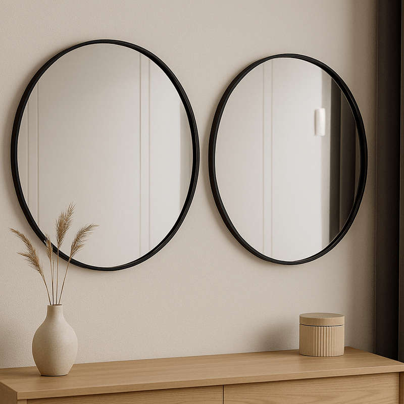 Slanted Frame Round Mirror  800mm