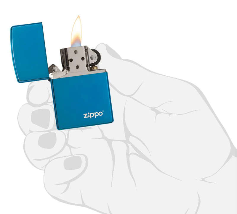 Classic High Polish Blue Zippo Logo