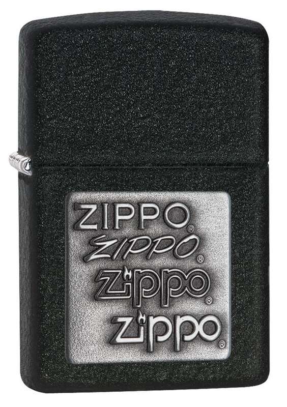 Black Crackle Silver Zippo Logo