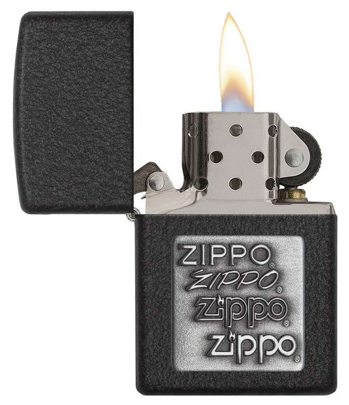 Black Crackle Silver Zippo Logo