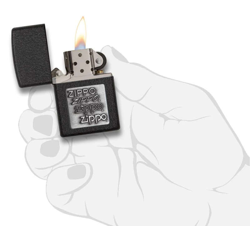 Black Crackle Silver Zippo Logo