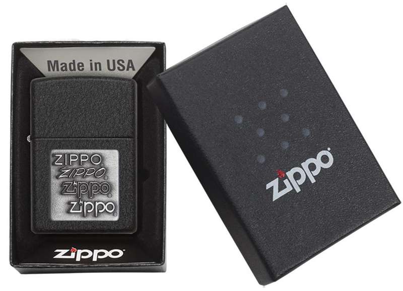 Black Crackle Silver Zippo Logo