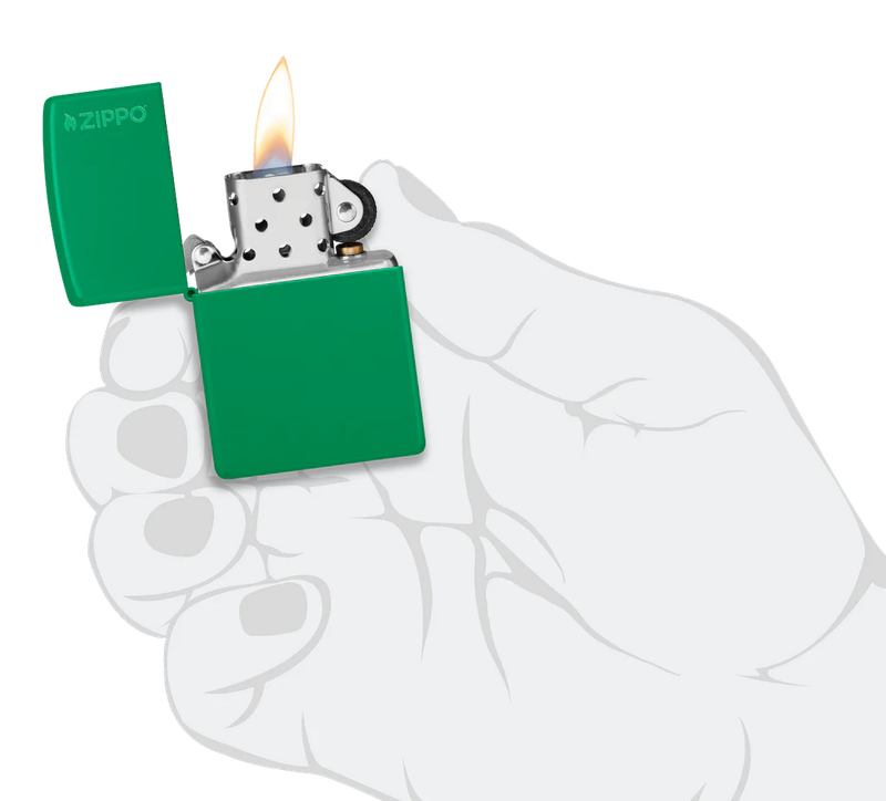 Classic Grass Green Matte Zippo Logo