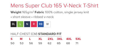 Mens Super Club 165 V-Neck T-Shirt