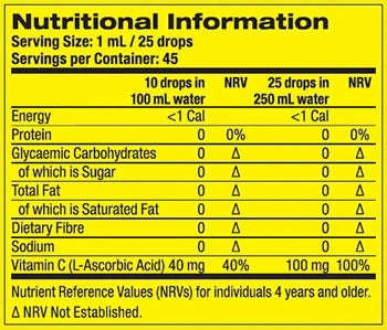 PharmaFreak Water Enhancer 45ml - Nutritional Information